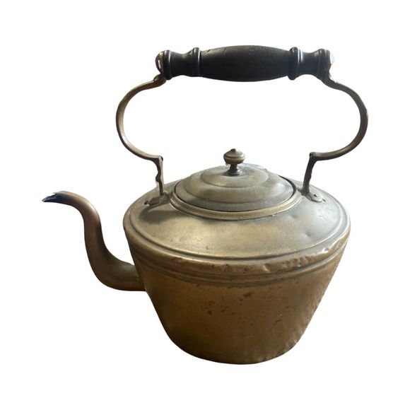 Antique Decorative Brass Tea Kettle - Picture 2 of 4